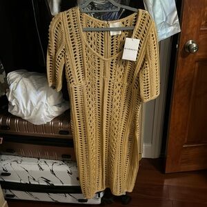 Gold G IVENCHY ￼ hand, crocheted knit dress size large